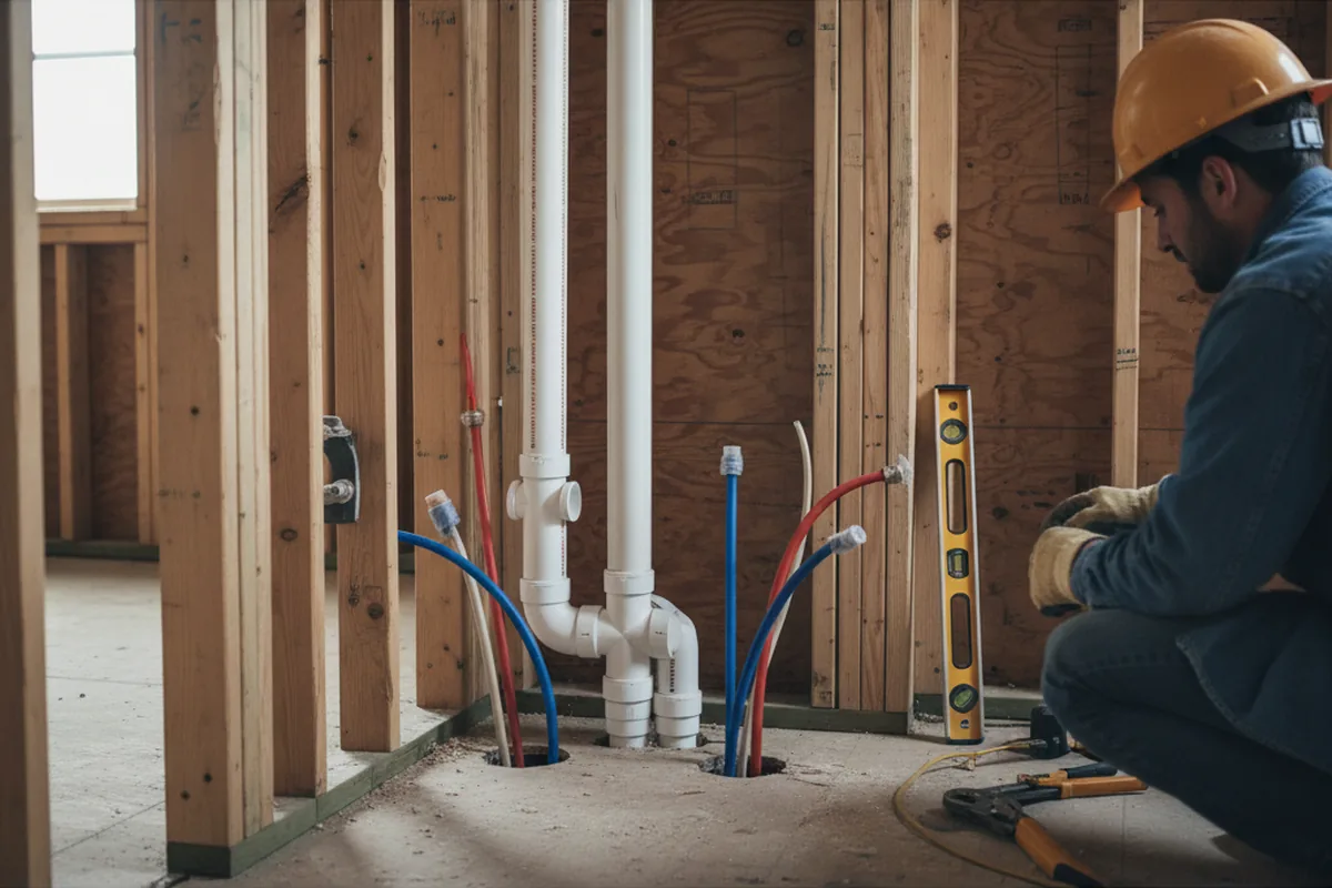 Drain and supply rough-in during Drain Cleaning in Wilson