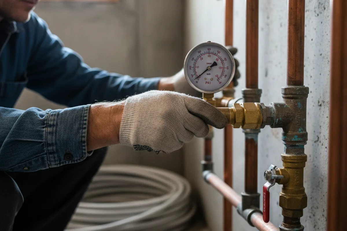 Pressure testing a repaired line during Water Line Repair in Wilson